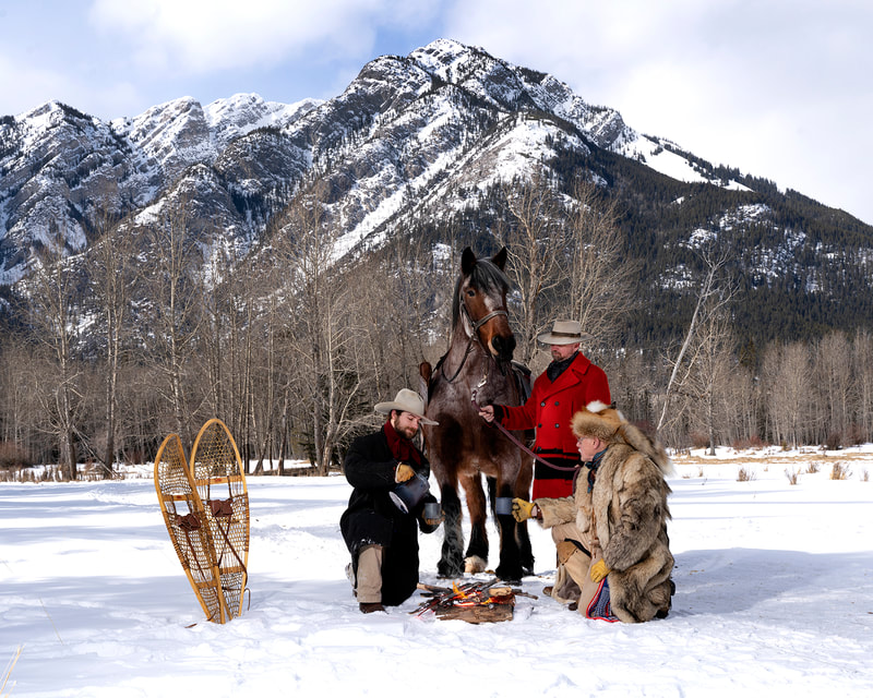 Fur trapper sells furs to buyers.